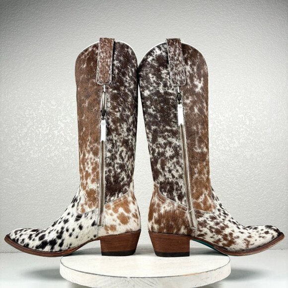 NEW Lane PLAIN JANE Hair on Hide Cowboy Boots Womens 9 Leather Cowgirl Western - Picture 7 of 9